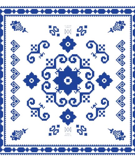 Eşarfă Albastru-Histria Pătrată